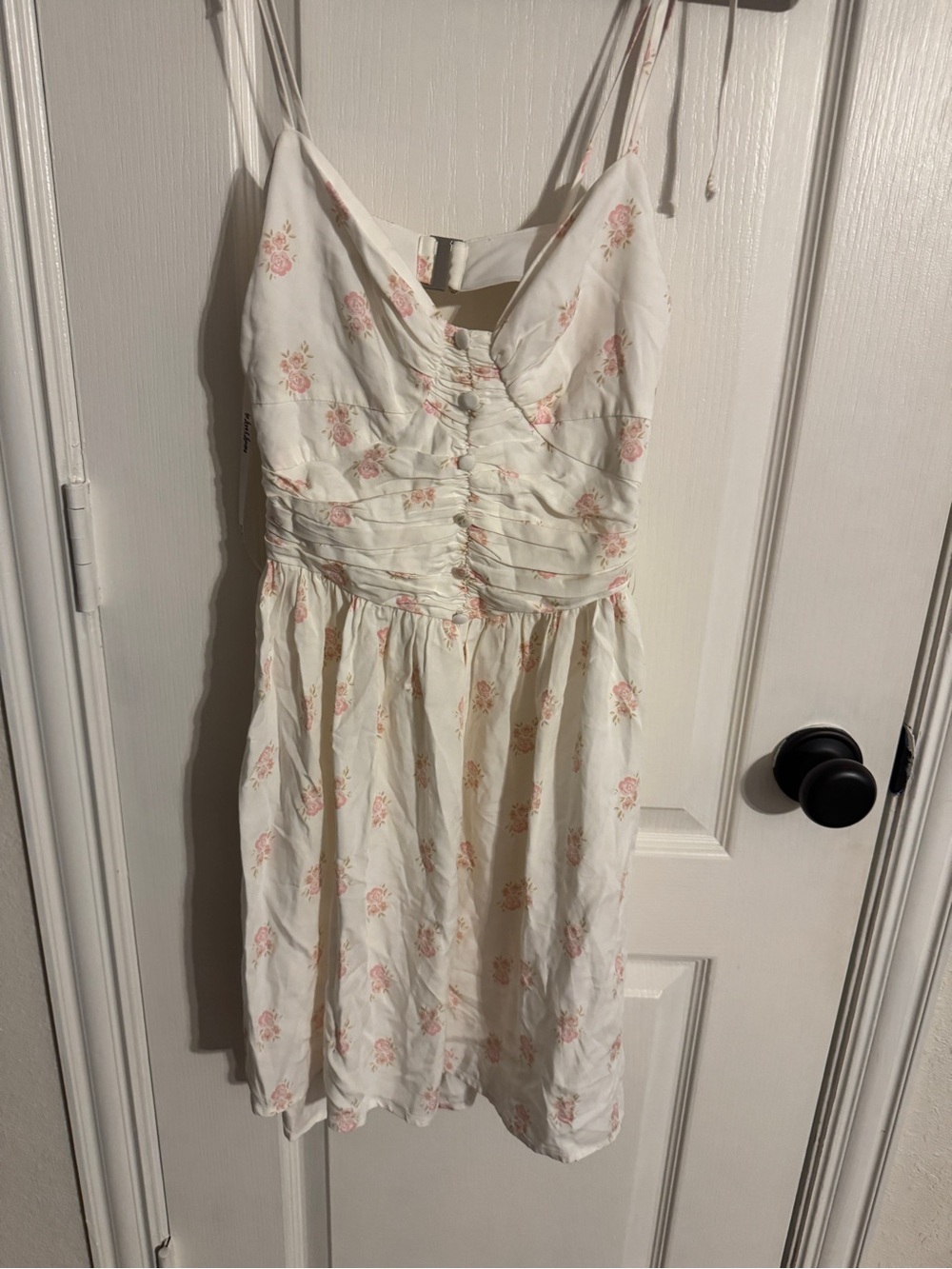 For Love & Lemons White Pink Floral Tie-Shoulder Mini Dress - Picture 5 of 7